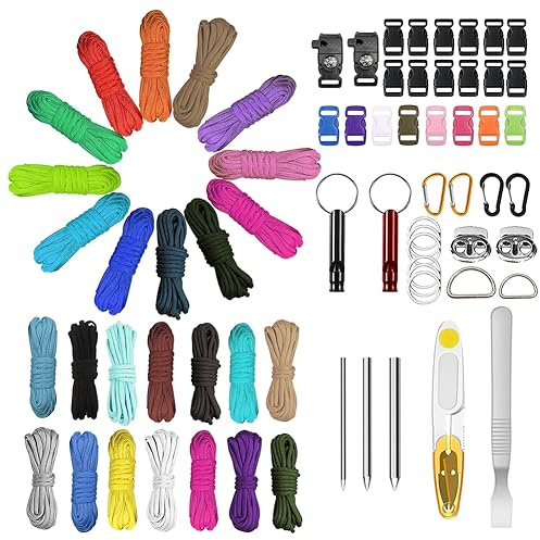 EUBSWA Paracord Set, 16 Colours, 550 Nylon Ropes, for DIY Bracelet, Dog Collar, Dog Lead