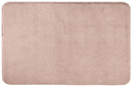 WENKO Badematte Saravan, Bad-Teppich in weicher Qualität aus Mikrofaser (100% Polyester) mit 20 mm Florhöhe und rutschhemmender Rückseite, schnelltrocknend und fusselfrei, 50 x 80 cm, Rosa