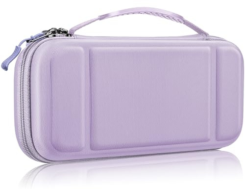 Fintie Carrying Case for Nintendo Switch OLED Model 2021/Switch 2017, [Shockproof] Hard Shell Protective Cover Travel Bag with 10 Game Card Slots & Inner Pocket, Lilac Purple
