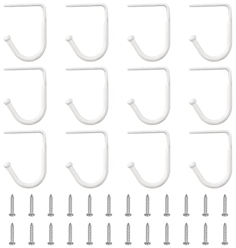 UFURMATE Unterschrank-Haken, 12 Stück Unterschrank-Becherhalter, Metall, unter dem Regal, Kleiderhaken, Utensilien-Aufbewahrungsbügel für Küche, Badezimmer, Schrank (Backfarbe, weiß)