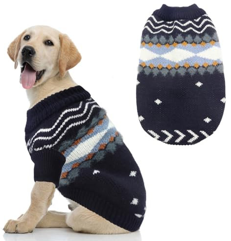 LiebeDD Hundepullover Kleine Mittelgroße Hunde Pullis Winter Warme Verdicken Hundepulli Französische Bulldogge Kleidung Hunde Pullover Kleine Hund Weihnachtspullover, Dunkelblau, L