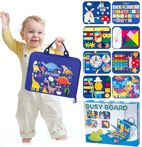Yellcetoy Busy Board Montessori Spielzeug ab 1 2 3+ Jahre, Activity Board zum Erlernen von Grundfertigkeiten, Lernspielzeug Motorikspielzeug Reisespielzeug, Geschenk für Kleinkinder Junge Mädchen
