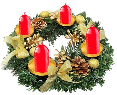 Weihnachts-Adventskranz - Weihnachtskranz - künstliche Kerzenkränze - Festliche künstliche Kerzenhalter - Exquisiter Kerzenhalter für Kamin