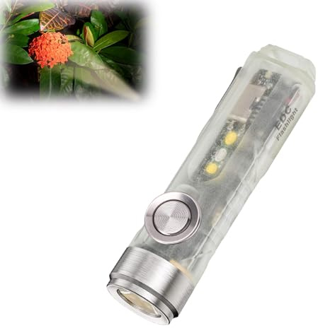 RovyVon Mini linterna de bolsillo A5 LED de alta 450 lúmenes con luz lateral, USB C recargable EDC llavero linterna para camping, senderismo, al aire libre