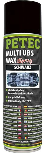PETEC Multi UBS Wax Sprühwachs Korrosionsschutz Steinschlagschutz Spray schwarz Hohlraumwachs Auto 500 ml Hohlraumversiegelung Wachs Autopflege 73460