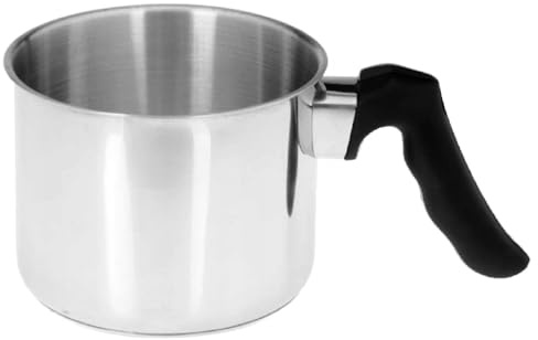 MIKONI Milchtopf 1L 1.5L 2L aus Edelstahl Induktion dicker Boden Milchkanne groß, silber, tolle Qualität Milchkocher 3-Kapazitäten (2 Liter (Ø 16 cm))