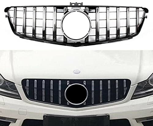 Kühlergrill für Mercedes C-Klasse Benz W204 2008-2014 GT C180 C200, Schwarz / silberfarben