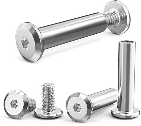 30 Tornillo de Conexión M6 x 20 mm, (30 Tornillos para Muebles, 30 Tornillos de Casquillo), Acero Inoxidable A2 V2A, Conector de Muebles, Conector de Armario para Conectar Muebles, Armarios, Aablas de
