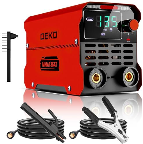 DEKO Elektroden Schweißgerät 135A 220V: 2-in-1 Mini Schweissgerät MMA/Lift TIG, ARC Schweißer, Inverter IGBT, Hot Start, Anti-Stick, LED-Anzeige, Schweißmaschine, Kompakt&Tragbar, Rot