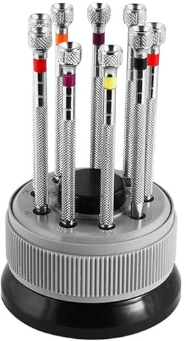 masar Kit 9 Tournevis Plat avec Support Rotatif pour Montre – Horloger - Lames de Rechange incluses