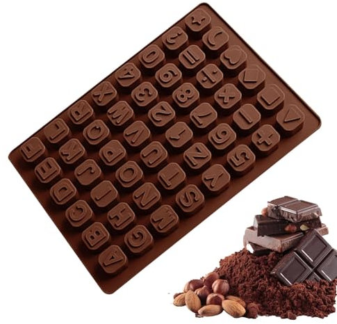 Silikonform mit Buchstaben und Zahlen, Silikonform für Fondant Schokolade | 48 Gitter Silikon Eiswürfelform - Nummer 1-9 - 26 Buchstaben Silikonformen, Silikon-Backformen