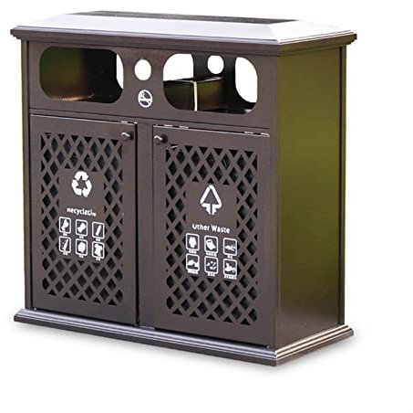 WOTZOV Papelera de Exterior Papelera de Exterior Papelera de Aluminio Fundido para Patio Papelera de clasificación de Lujo Ligera Papelera Hueca de Gran Capacidad con cenicero Superior Pa