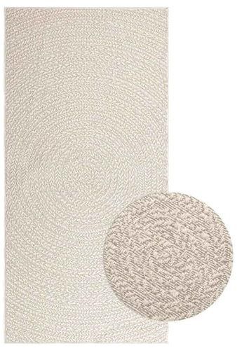 vidaXL Teppich ZIZUR Creme 100x200 cm Jute-Optik Indoor und Outdoor