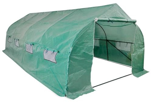Xichuzi Polytunnel Gewächshaus Begehbar & Mobil Stahlrahmen 18 m Frühbeet, Tomatenhaus, Treibhaus, Greenhouse, Garten Zubehör