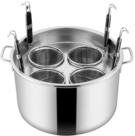 Nudelkocher Pastakocher Nudelkocher Nudeltöpfe Edelstahl Nudelkocher Einsatz Set mit Siebkorb, Nudelkocher Dampfgarer Kochgeschirr für Zuhause Küche Restaurant, 4 Löcher