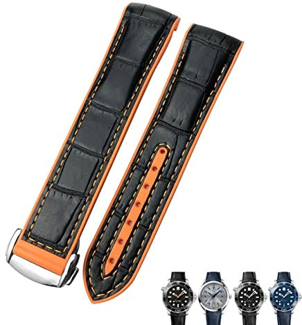 BKUANE Gummi-Lederarmband für Omega Seamaster 300 Speedmaster AT150 HydroConquest Sportarmband, 21 mm / 22 mm, 19 mm / 20 mm, 20 mm, Achat