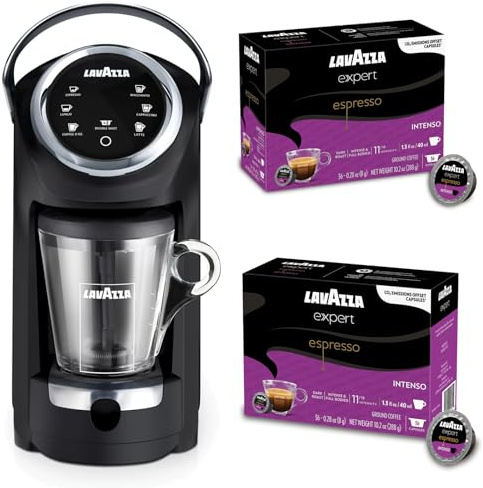 Lavazza Classy Plus Coffee Maker – 72 Count Intenso Espresso Capsules – Dual Brew Espresso & Lungo Machine Compatible Expert Capsules