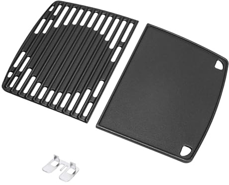 GFTIME 32 x 48cm Gusseisen Grillrost & Grillplatte Set für Enders Urban, Urban Pro, Explorer, Explorer Pro Gasgrill, Massives Gusseisen Wendeplatte, Ersatzteile Grillpfanne für Enders 2075, 2 Stück