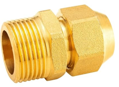 BIK H58 Latón 1/2 3/4 1 pulgada BSPP Rosca macho x Flare Fit 12/14/16/25 mm Racor de tubería métrica de latón Tubería Adaptador de Aire Acondicionado (15 mm, 3/4 pulgadas)