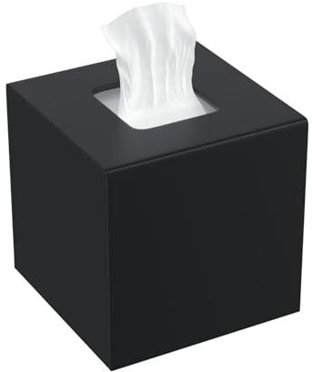 AITEE Acryl Quadratisch Kosmetiktücherbox: 14×14×14 cm Mattschwarz Taschentuchbox mit Magnetabdeckung für Esszimmer Badezimmer Schlafzimmer Büro Couchtisch Auto