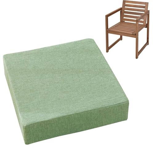 Cushions 45cm x 45cm/50cm x 50cm for Outdoor & Indoor Chair, Square Seat Pad for Garden Chairs High-Density Foam, Anti-Slip, Washable Cover- Patio, Dining, Sofa & Bench Use(Light Green,45x45cmx5cm Thi