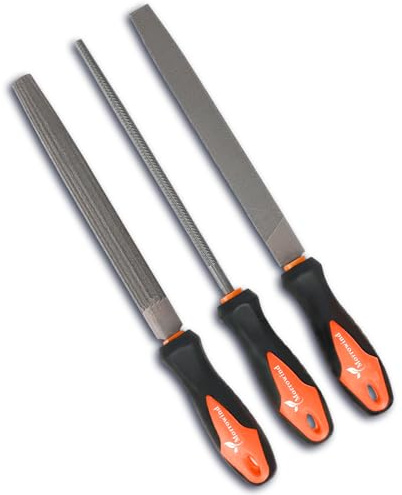 MORROWIND 3 Pcs Metal File Set, 8-Inch Carbon Steel Files with Flat, Half-Round, and Round Shapes, Heavy-Duty Hand Tools for Metal, Wood, Plastic and More, Orange