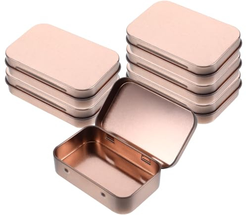 ROOMHUAWAY 6 Stück Roségold 9.5 X 6 X 2.2cm Kleine Dosen, Blechdose mit Deckel, Metalldosen mit Deckel, Spielkarten Box, Metallbox für Kleine Haushaltsgegenstände Wie SüßIgkeiten und Ohrringe