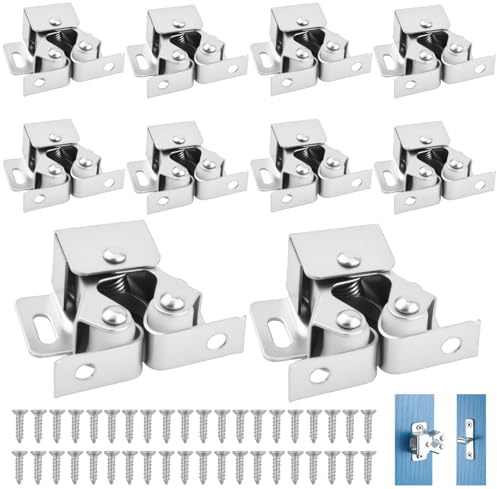 Loqueteaux de Meuble 10 Pièces Fermeture Porte Placard, Ensemble pour Fermeture de Placard, Camping-Car et Tiroirs, Verrouillage Silencieux à Loquet Métallique