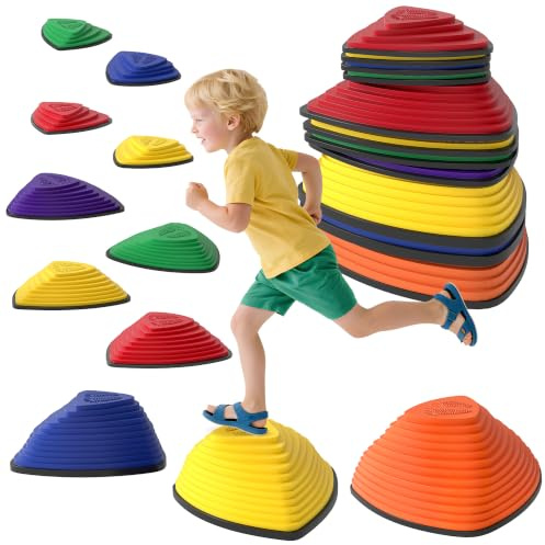 AIYAPLAY Balanciersteine für Kinder Rutschfeste Stück 3-8 Jahren | Sensorisches Spielzeug, Trittsteine für Kinder, für Gleichgewicht, Motorik & Fantasie, Drinnen und Draußen