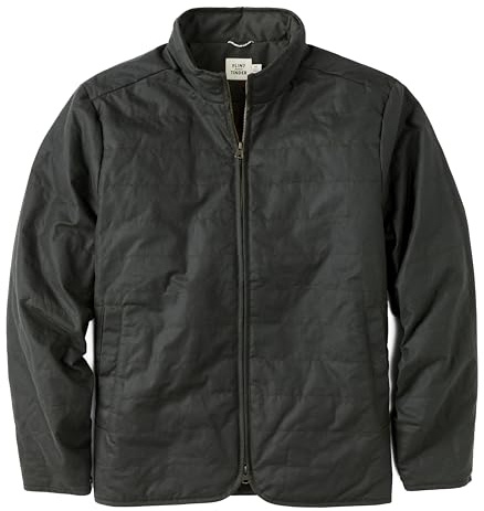 Huckberry Flint and Tinder York Quilted Waxed Jacket, Mens Coat, Dark Olive, Medium