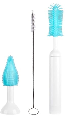 Emdvsco Electric Bottle Brush Cleaner, Waterproof Baby Bottle Washer Brush, Replaceable Scrubber Washer Cleaning Tools for Mug Lab Glass Women Home Kitchen Apartment