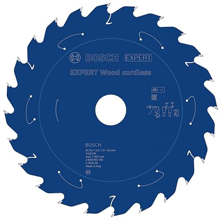Bosch 1x EXPERT Wood cordless Kreissägeblatt für Tischkreissägen (für Weichholz, Hartholz, Ø mm, Professional Zubehör Akku-Tischkreissäge)