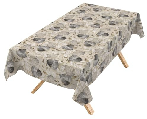 ANRO Tischdecke abwaschbar Palladium Blätter 140x100 cm Gartentischdecke | waschbar bei 30 °C – ideal für Garten, Terrasse & Esszimmer – Tischwäsche aus beschichtetem Stoff