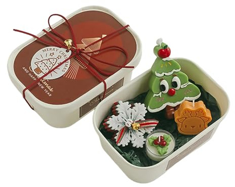 Duftkerzen Geschenkset Weihnachten, Weihnachtskerzen, Süße Schneeflocken Weihnachtsbaum Kerzenset Mit Geschenktüte, Christmas Candle, Geschenke Für Frauen