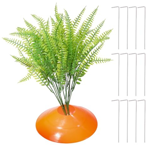 CONCHLERY 48 Pcs 12 Sets Carrots Yard Decorations DIY Carrot Sign Decor with Simulation Green Plant for Easter Garden Party Decoration
