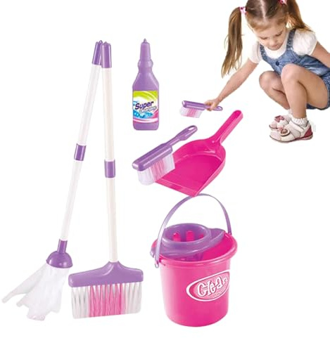 Reinigungsset für Kinder: Besen-Sammel-Kombi, Reinigungssimulationsset, Rollenspielzeug für Kleinkinder, Mini-Reinigungszubehör-Set für Mädchen und