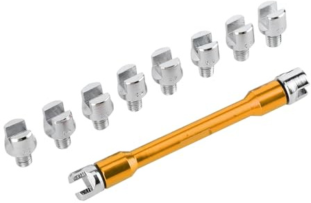 Dioche SpokCNC Jeu de Clés à Rayons de Précision pour Moto 5,0 Mm 5,0-6,8 – Aluminium et Fer Durables, Embouts Interchangeables, Légers et Portables, s'adaptent à la Plupart des Motos (B (or))