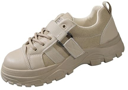 Scarpe da Ginnastica Donna, Scarpe da Trekking Donna Alte Date Basse Traspiranti Shoes Comode Lavoro Sportiva Sneaker Senza Lacci Tennis Palestra Beige 38 1