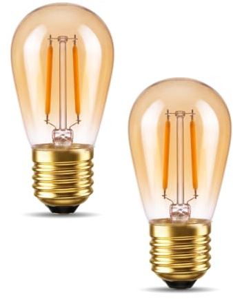 TobeBright 2W Lampadina LED E27 Vintage Luce Calda 2200K, 2-Pack | Luce calda 2200K che blocca la luce blu, Lampadine E27 vintage in vetro ambra, Non dimmerabili, 2W sostituiscono 15W