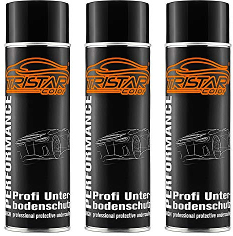 TRISTARcolor Unterbodenschutz Kautschuk Spraydose 3 x 500 ml schwarz | Steinschlagschutz auf Kunstharzbasis, widerstandsfähig auch gegen Chemikalien, bitumenfrei, dauerelastisch, Made in Germany