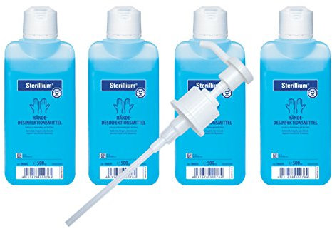 4x 500ml Flasche Sterillium Hygiene Händedesinfektion Desinfektionsmittel inkl. Gratis mediAID Dosierpumpe