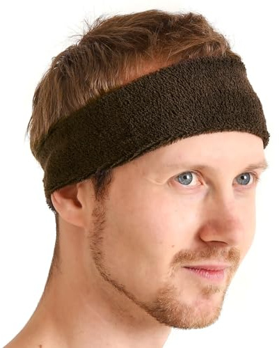 CHARM Unisex Sport Stirnband - Schweiß Absorbierend Baumwolle Stirnbänder für Yoga Und Pilates Braun
