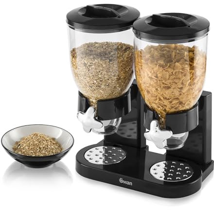 Swan SWKA1070N Double Cereal Dispenser, Tap mechanism, Black, 3.5 Litre