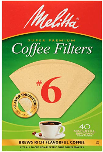 Melitta Cone Coffee Filters, Natural Brown, No. 6, 40-Count Filters (Pack of 12)