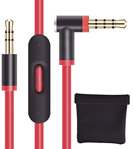 baolongking Cavo di ricambio, per controllo remoto, per cuffie Dre Beats/Pro/Solo/Studio/Mixro, ingresso ausiliario AUX (rosso)