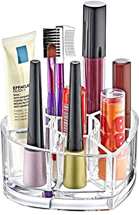 Boxup Makeup Organizer - Heart Shape Lipstick Holder And Skin Care Desk Accessories, Cute Small Beauty Cosmetics Table Organizers For Women & Teen Girls, Pretty Lip Stick Gloss Storage Stand