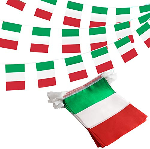 Anley Italien Italien Italienische Republik String Wimpel Banner, Patriotische Ereignisse 2. Juni Nationalfeiertag Dekoration Sportbarren - 33 Fuß 38 Flaggen