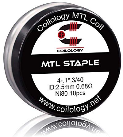 10x MTL COILOLOGY Ni80 SS316L Coils Fertigwicklung Wickeldraht Draht RBA DIY-24H (MTL Staple Ni80 0.68 Ohm)