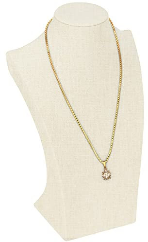 BELLE VOUS Leinen Kettenhalter Schmuckständer Büste - 11,3 x 10,2 x 30 cm - Jewelry Stand Mannequin für Hängende Chokers, Anhänger, Ketten & Halsketten