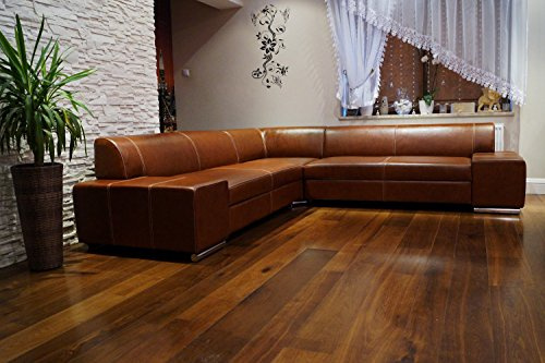 Quattro Meble Ecksofa London II RE 277 x 247 Braunes Echtleder Sofa Couch mit Schlaffunktion, Bettkasten Leder Antique Tabac Ledersofa Echt Leder Eck Couch Ledermöbel große Farbauswahl